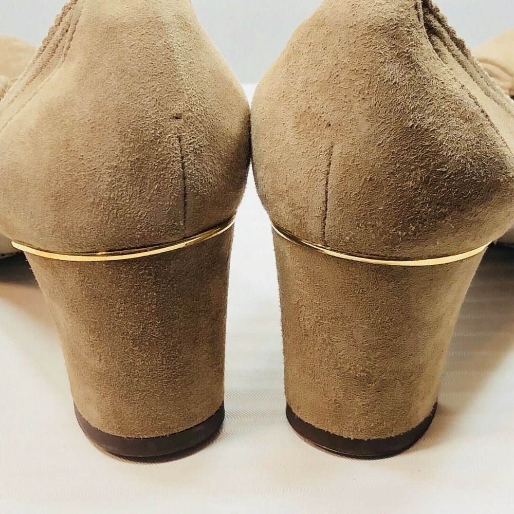 Sesto Meucci Suede Leather Gold Trim Shoes Pumps - Picture 9 of 12